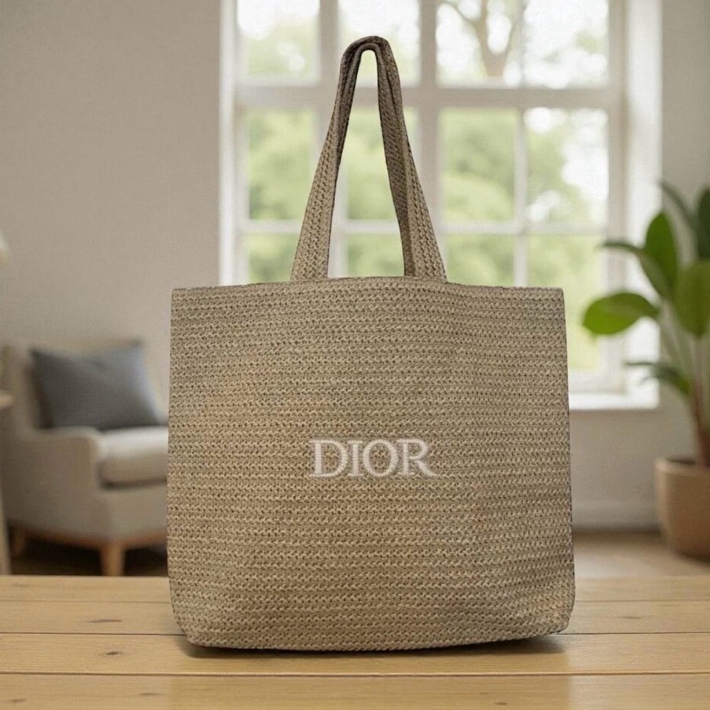 Christian Dior Parfums Large Straw/ Raffia Tote Bag GWP / VIP Gift New - Picture 3 of 11